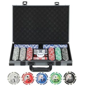 SPORTNOW POKEROVÝ KUFŘÍK s 400 žetony 11, 5 gramů 2 balíčky karet 5 kostek obraz