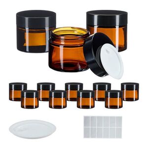 Relaxdays DÓZA hnědá černá jantarové sklo 12ks-sada 60 ml obraz