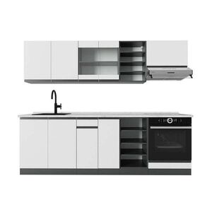 Vicco KUCHYŇSKÝ KOUT R-Line Bílá/antracitová 240 cm , PD Mramor obraz