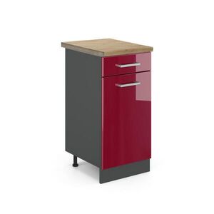 Vicco SPODNÍ SKŘÍŇKA KUCHYŇSKÉ LINKY R-Line Červená vysoký lesk 40 cm , PD Dub obraz