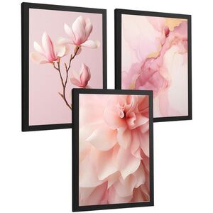 Nacnic PLAKAT Sada 3 Fuchsia Pink A3 Černý rám obraz