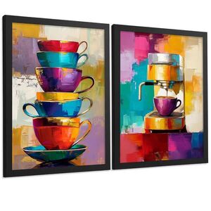 Nacnic PLAKAT Sada 2 Cafe Pop Art A4 Černý rám obraz