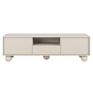 Beautysofa NÍZKÁ komoda Adel se 2 dvířky a 1 zásuvkou, s kulatými nožkami, 154 cm, bezúchytkový, kašmír obraz