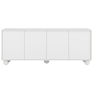 Beautysofa NÍZKÁ komoda Adel se 4 dvířky a kulatými nožkami, 204 cm, bezúchytkový, bílý obraz
