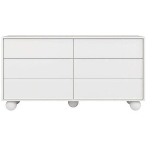 Beautysofa KOMODA Adel se 6 zásuvkami a kulatými nožkami, 154 cm, bezúchytková, bílá obraz