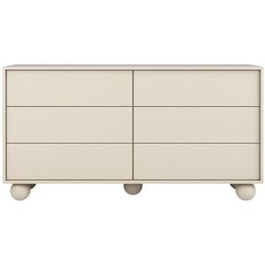 Beautysofa KOMODA Adel se 6 zásuvkami a kulatými nožkami, 154 cm, bezúchytková, kašmír obraz