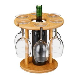 Relaxdays DRŽÁK SKLENIC Přírodní bambus pro 6 sklenic 25x25 cm obraz