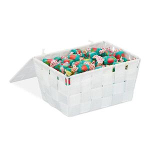 Relaxdays ÚLOŽNÝ KOŠ Bílá s víkem plast 19, 5 cm obraz