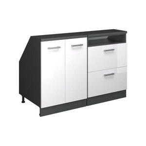 Vicco KUCHYŇSKÁ SKŘÍŇKA POD ŠIKMOU STŘECHU R-Line Bílá vysoký lesk 120 cm Sada 2 korpusů skříně hloubka 60 cm obraz