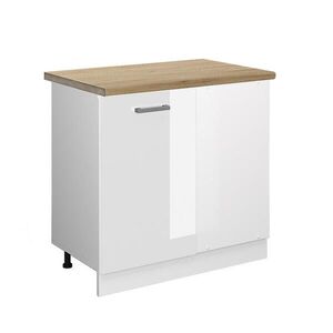 Vicco ROHOVÁ SKŘÍŇKA R-Line Bílá vysoký lesk 86 cm , PD Dub obraz