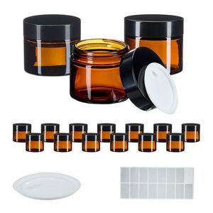 Relaxdays DÓZA hnědá černá jantarové sklo 16ks-sada 60 ml obraz