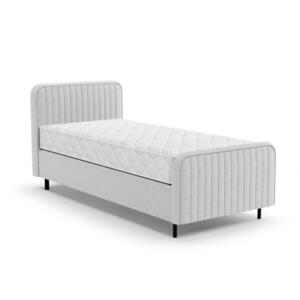 Beautysofa ČALOUNĚNÁ POSTEL Lami 90x200, jednolůžko s úložným prostorem a taštičkovou matrací 20 cm, světle šedá obraz