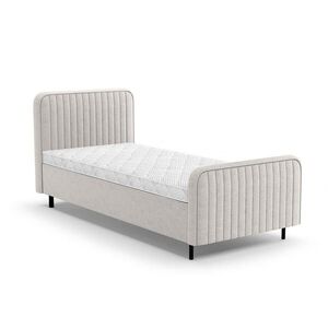 Beautysofa ČALOUNĚNÁ POSTEL Lami 90x200, jednolůžko s úložným prostorem a pěnovou matrací 10 cm, světle béžová obraz