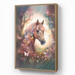 OnlyWow NÁSTĚNNÁ LAMPA S AKUMULÁTOREM Kůň - Příroda - Květiny - Motýli - Les 70x100 cm obraz