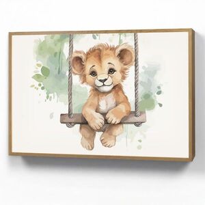 OnlyWow DOBÍJECÍ NOČNÍ LAMPIČKA Lev - Zvíře - Děti - Džungle 100x70 cm obraz