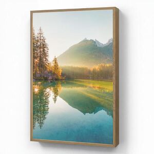 OnlyWow NÁSTĚNNÁ LAMPA S AKUMULÁTOREM Jezero - Les - Hory - Příroda - Slunce - Krajina 60x90 cm obraz