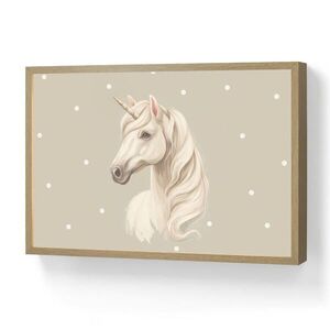OnlyWow NÁSTĚNNÁ LAMPA S AKUMULÁTOREM Jednorožec - bílý - tečky 60x40 cm obraz