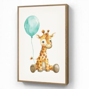 OnlyWow NÁSTĚNNÁ LAMPA S AKUMULÁTOREM Žirafa - Dítě - Zvířata - Modrý balón 70x100 cm obraz