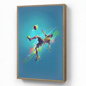OnlyWow NÁSTĚNNÁ LAMPA S AKUMULÁTOREM Fotbalista - Stříkající barva - Barevné - Míč 70x100 cm obraz