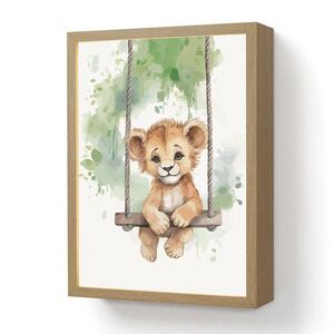 OnlyWow NÁSTĚNNÁ LAMPA S AKUMULÁTOREM Lev - Zvíře - Děti - Džungle 30x40 cm obraz