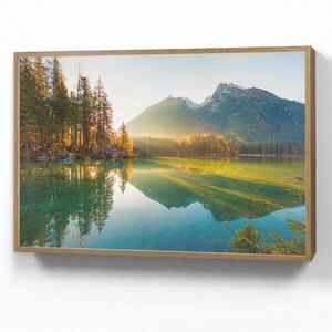 OnlyWow NÁSTĚNNÁ LAMPA S AKUMULÁTOREM Jezero - Les - Hory - Příroda - Slunce - Krajina 100x70 cm obraz