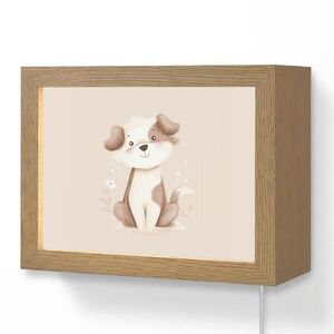 OnlyWow NÁSTĚNNÁ LAMPA Pes - skvrnitý - hnědý 20x15 cm obraz