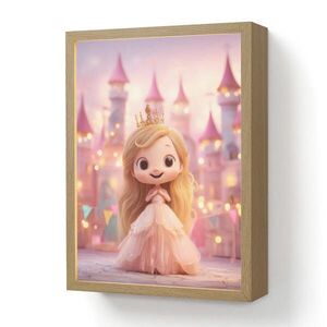 OnlyWow NÁSTĚNNÁ LAMPA S AKUMULÁTOREM Princezna - Růžová - Zámek 30x40 cm obraz