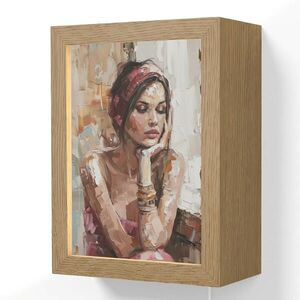 OnlyWow NÁSTĚNNÁ LAMPA Žena - vzhled malby - portrét - moderní 15x20 cm obraz