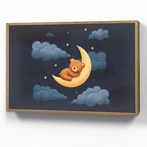 OnlyWow NÁSTĚNNÁ LAMPA S AKUMULÁTOREM Medvídek - Měsíc - Mraky - Hvězdy 90x60 cm obraz