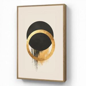 OnlyWow NÁSTĚNNÁ LAMPA S AKUMULÁTOREM Abstraktní design - Černý kruh - Skvrny od barvy 60x90 cm obraz