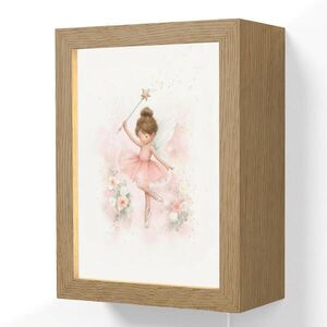 OnlyWow NÁSTĚNNÁ LAMPA Baletka - Víla - Květiny - Růžová 15x20 cm obraz