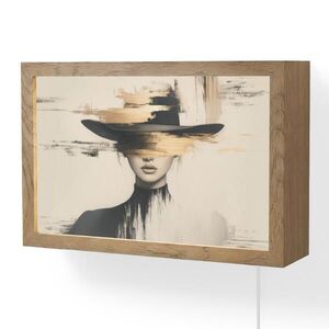 OnlyWow NÁSTĚNNÁ LAMPA Žena - klobouk - barva 30x20 cm obraz