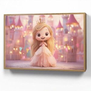 OnlyWow NÁSTĚNNÁ LAMPA S AKUMULÁTOREM Princezna - Růžová - Zámek 90x60 cm obraz