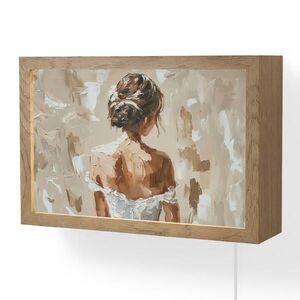 OnlyWow NÁSTĚNNÁ LAMPA Žena - malba - abstraktní - béžová - moderní 30x20 cm obraz