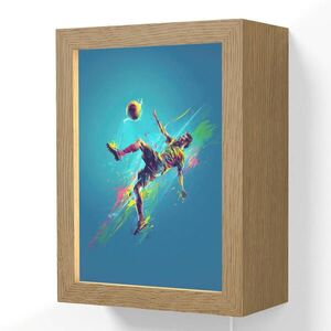 OnlyWow NÁSTĚNNÁ LAMPA Fotbalista - Stříkající barva - Barevné - Míč 15x20 cm obraz