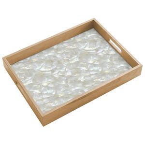 OnlyWow SERVÍROVACÍ PODNOS Perleťový lesk - Bílá - Shell 40x30 cm obraz
