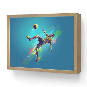 OnlyWow NÁSTĚNNÁ LAMPA S AKUMULÁTOREM Fotbalista - Stříkající barva - Barevné - Míč 40x30 cm obraz