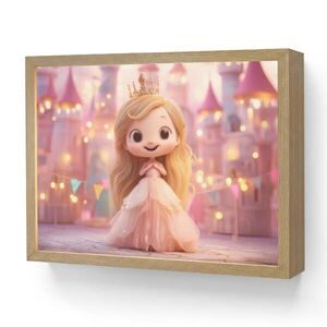 OnlyWow NÁSTĚNNÁ LAMPA S AKUMULÁTOREM Princezna - Růžová - Zámek 40x30 cm obraz