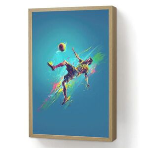 OnlyWow DOBÍJECÍ NOČNÍ LAMPIČKA Fotbalista - Stříkající barva - Barevné - Míč 40x60 cm obraz