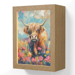 OnlyWow NÁSTĚNNÁ LAMPA Skotský horal - Příroda - Barevné - Květiny 15x20 cm obraz