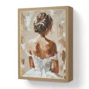 OnlyWow NÁSTĚNNÁ LAMPA S AKUMULÁTOREM Žena - malba - abstraktní - béžová - moderní 30x40 cm obraz