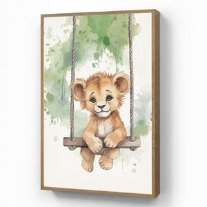 OnlyWow NÁSTĚNNÁ LAMPA S AKUMULÁTOREM Lev - Zvíře - Děti - Džungle 70x100 cm obraz