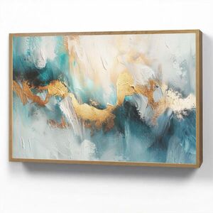 OnlyWow NÁSTĚNNÁ LAMPA S AKUMULÁTOREM Abstraktní - umění - zlatá - modrá 90x60 cm obraz