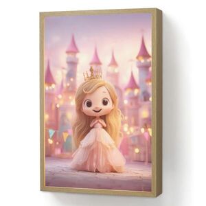 OnlyWow DOBÍJECÍ NOČNÍ LAMPIČKA Princezna - Růžová - Zámek 40x60 cm obraz