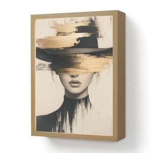 OnlyWow NÁSTĚNNÁ LAMPA S AKUMULÁTOREM Žena - klobouk - barva 30x40 cm obraz