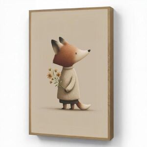 OnlyWow NÁSTĚNNÁ LAMPA S AKUMULÁTOREM Liška - Žluté květy - Minimalistický 70x100 cm obraz