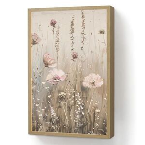 OnlyWow NÁSTĚNNÁ LAMPA S AKUMULÁTOREM Květiny - růžová - moderní - béžová 40x60 cm obraz