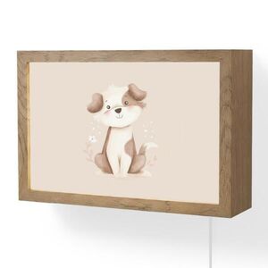 OnlyWow NÁSTĚNNÁ LAMPA Pes - skvrnitý - hnědý 30x20 cm obraz