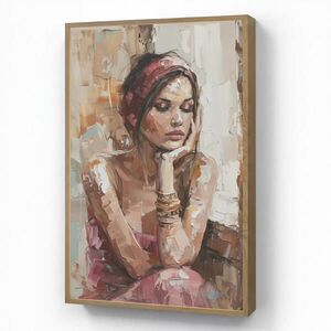 OnlyWow NÁSTĚNNÁ LAMPA S AKUMULÁTOREM Žena - vzhled malby - portrét - moderní 60x90 cm obraz