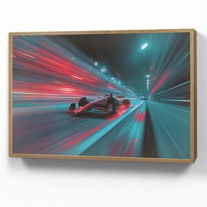 OnlyWow NÁSTĚNNÁ LAMPA S AKUMULÁTOREM Závodní auto - Červená - Rychlost 90x60 cm obraz